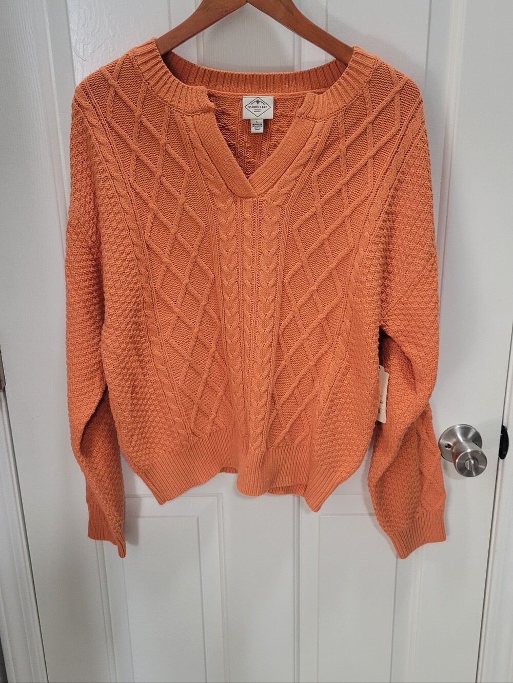 St. John's Bay Orange Cable Knit V-Neck Sweater